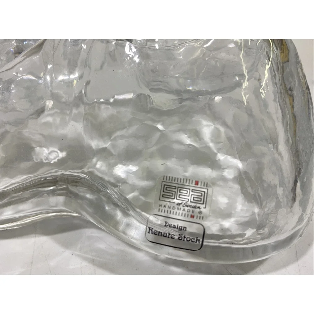 Vintage SEA Glasbruck Sweden Heavy Glacier Tea Light  candle holder Renate Stock